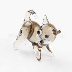 子猫の家の装飾  手作りランプワーク表示の装飾  猫  淡い茶色  19x8x17mm&nbsp;LAMP-J084-51