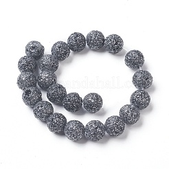 天然溶岩岩ビーズ連売り  ラウンド  ブラック  8mm  穴：1mm  約22個/連  7.1インチ（18cm）&nbsp;G-F592-04A-8mm