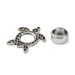 304ステンレススチールロケットペンダント  ガラスと  ウミガメチャーム  ステンレス鋼色  43x36x10.5mm  穴：2.5mm&nbsp;STAS-S132-05P-02