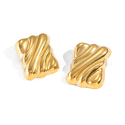 女性用304ステンレススチールスタッドピアス  長方形  18KGP本金メッキ  40x30mm&nbsp;WX0122