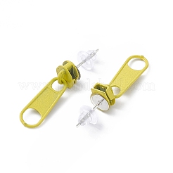 女性用鉄ピン付き合金ジッパーバックルダングルスタッドピアス  きいろ  25.5mm  ピン：0.7mm&nbsp;EJEW-A090-01A
