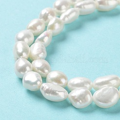 天然養殖淡水パールビーズ連売り  両面研磨  グレード6 A  貝殻色  7~8x7~8x6~7mm  穴：0.6mm  約41~42個/連  13.78''（35~35.5センチメートル）&nbsp;PEAR-Z002-16