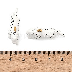 304ステンレススチールエナメルペンダント  タイガーチャーム  イオンプレーティング（ip）  18KGP本金メッキ  ホワイト  13x32x8mm  穴：1.5mm&nbsp;STAS-F347-05G