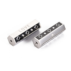316サージカルステンレススチールエナメルビーズ  愛という言葉の六角柱  ステンレス鋼色  25.5x9x8mm  穴：1.6mm&nbsp;STAS-S116-279P