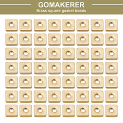 真鍮ビーズ200個  長持ちメッキ  正方形  ゴールドカラー  3.5x3.5x1mm  穴：1mm&nbsp;KK-GO0001-75
