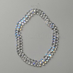 電気メッキガラスビーズ  トップ掘削  ティアドロップ  クリアAB  8.5x5x5.5mm  穴：0.8mm&nbsp;GLAA-WH0023-29B