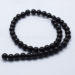 ナチュラルブラックオニキスビーズ連売り  染め＆加熱  ラウンド  8mm  穴：2mm  約48個/連  14.37インチ（36.5cm）&nbsp;G-P369-01-8mm
