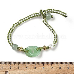 樹脂製のブレインビーズブレスレット  女性用調節可能なワックスコードと CCB プラスチックビーズブレスレット  グリーン  内径：1-1/2~2-7/8インチ（3.9~7.2cm）&nbsp;BJEW-L701-03