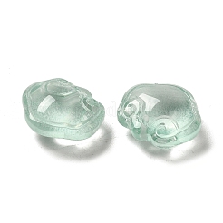 クリアガラスペンダント  長寿ロックチャーム  ミディアムアクアマリン  14x16x7mm  穴：1.2mm&nbsp;GLAA-D025-08J