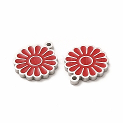 304ステンレススチールエナメルチャーム  デイジー  ミックスカラー  14x12x1mm  穴：1.2mm&nbsp;STAS-F291-03P