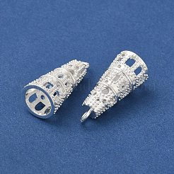 ラックメッキコーン真鍮ペンダント  長持ちメッキ  鉛フリー＆カドミウムフリー  銀  26x11.5mm  穴：3mm&nbsp;KK-F873-16S