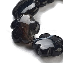染色・加熱された天然黒瑪瑙ビーズ連売り  花  16x16x6mm  穴：1.4mm  約25個/連  14.57~14.96インチ（37~38cm）&nbsp;G-F769-A01-01
