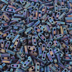 MIYUKIクォーターティラビーズ  日本製シードビーズ  2穴  （qtl401fr）マットブラックab  5x1.2x1.9mm  穴：0.8mm  約480PCS /ボトル  10 G /ボトル&nbsp;SEED-JP0008-QTL0401FR