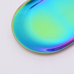 ステンレス製トレイ  収納トレー  化粧品ジュエリーオーガナイザー  オーバル  虹色  229x95x9.5mm&nbsp;STAS-WH0018-13B-M