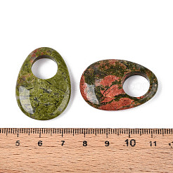 天然ユナカイト大穴ペンダント  卵チャーム  35~36.5x24.5~25.5x7~8mm  穴：12~12.5mm&nbsp;G-N348-06B-08