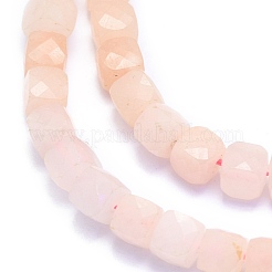 天然石ピンクアベンチュリンビーズ連売り  キューブ  多面カット  6~6.5x6~6.5x6~6.5mm  穴：1mm  約58個/連  15.55インチ（39.5cm）&nbsp;G-K310-B05