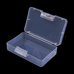 透明プラスチック収納ボックス  ヒンジ付き蓋付きビーズコンテナ  長方形  透明  15.6x8.87x4cm&nbsp;CON-WH0094-37