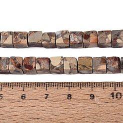 天然imp玉ビーズ  染め  キューブ  淡い茶色  5.5~6.5x5.5~6.5x5.5~6.5mm  穴：0.7~0.9mm  約65~66個/連  15.75~15.94インチ（40~40.5cm）&nbsp;G-Q606-43A-07