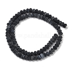 天然石風化瑪瑙ビーズ連売り  染め＆加熱  ロンデル  プルシアンブルー  6x3~4.5mm  穴：1mm  約96個/連  14.17''（36センチメートル）&nbsp;G-NH0047-A01-01