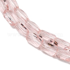 透明ガラスビーズ連売り  長方形  多面カット  パールピンク  7x4.5x3.5mm  穴：0.9mm  約79~80個/連  21.65''~22.24''（55~56.5センチメートル）&nbsp;GLAA-Z018-C22