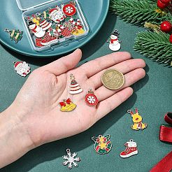 24個 12スタイル クリスマステーマ 合金エナメルペンダント  混合図形  ミックスカラー  16~28x16~21x1.5mm  穴：1.8mm  2個/スタイル&nbsp;ENAM-FS0002-19G
