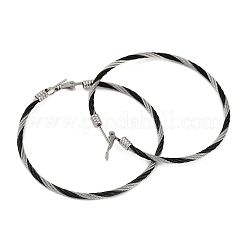 女性用304ステンレススチールリングフープピアス  ステンレス鋼色  61x4mm&nbsp;EJEW-M023-08D