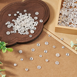 400個4スタイルの合金ビーズキャップ  花  銀  5.5~8x6~8.5x1.5~2.5mm  穴：1~1.6mm  100個/スタイル&nbsp;FIND-TA0009-94S