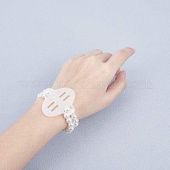 プラスチックイミテーションパールストレッチブレスレット  花嫁介添人のために  ブライダル  パーティージュエリー（レースエッジなし）  オーガンジーバッグ付き  ミックスカラー  1-3/4インチ（4.5cm）  ビーズ：8mm  12個/セット&nbsp;FIND-NB0001-22