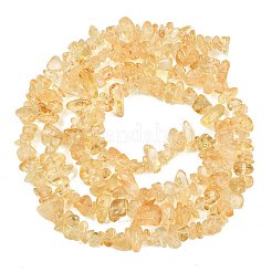 天然石シトリンビーズ連売り  チップ  きいろ  染め＆加熱  きいろ  3~5x7~13x2~4mm  穴：0.4mm  80~81cm&nbsp;G-F328-13