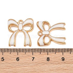 エナメルペンダントと合金  ちょう結びのチャーム  ライトゴールド  ホワイト  20x18x3mm  穴：1.5mm&nbsp;AL-CBA9C31-08G-D