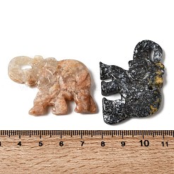 天然混合宝石彫刻ペンダント  象のチャーム  染めと未染色の混合  30~33x40~43x6~7mm  穴：1.8~2mm&nbsp;G-D365-01B