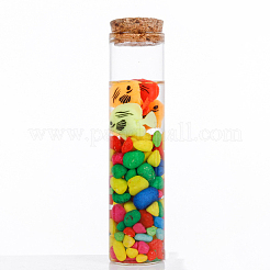ミニ高ホウケイ酸ガラス ボトル ビーズ容器  ウィッシングボトル  コルク栓付き  コラム  透明  12x3cm  容量：60ml（2.03fl.oz）&nbsp;LS-X-BOTT-PW0001-262G