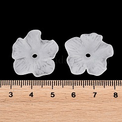 つや消し不透明アクリルビーズキャップ  5  - 花びらの花  ホワイト  24x24x4mm  穴：2mm  約1063個/500g&nbsp;OACR-K001-43