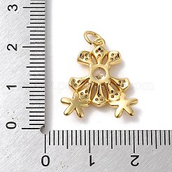 真鍮製マイクロパヴェキュービックジルコニアペンダント  エナメル  丸カン  花  ゴールドカラー  20x17.5x3.7mm  穴：3.6mm&nbsp;LS-KK-K358-01A-G
