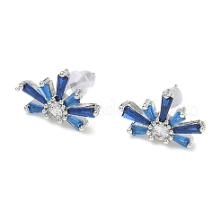 花火模様の真鍮マイクロパヴェキュービックジルコニアスタッドピアス（女性用）  プラチナ  10x16mm&nbsp;EJEW-F404-02P