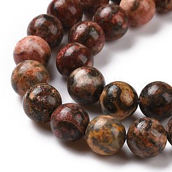 天然ヒョウ肌ジャスパービーズ連売り  ラウンド  8.5mm  穴：1mm  約45~47個/連  15インチ（39cm）&nbsp;G-J358-05-8mm