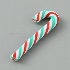 クリスマステーマ不透明樹脂カボション  クリスマス杖  カラフル  29~31x7.5~8x2~3mm&nbsp;LS-CRES-WH0013-10C