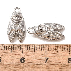 304ステンレスペンダント  蝉チャーム  長持ちメッキ  ステンレス鋼色  16x8x4mm  穴：1.5mm&nbsp;SA-CBA9EE2-12P