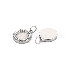 304ステンレススチールペンダントエナメルセッティング  丸カン付き  フラットラウンド  ステンレス鋼色  11x9x2mm  丸カン：4x1ミリ  2.5mm内径&nbsp;STAS-N097-204B-01P