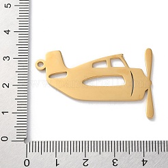 304ステンレスペンダント  レーザー切断  飛行機チャーム  18KGP本金メッキ  41.5x25.5x1.5mm  穴：1.8mm&nbsp;LS-STAS-S149-04G