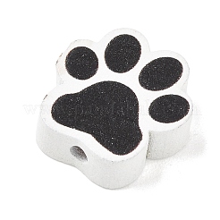 プリントウッドビーズ  足跡  ブラック  20x20x6mm  穴：2.5mm&nbsp;WD-CBAA998-B10