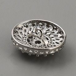 真鍮、キュービックジルコニアシャンクボタン  1穴  フラットラウンド  プラチナ  20x8.7mm  穴：1.6mm&nbsp;BUTT-WH0029-30