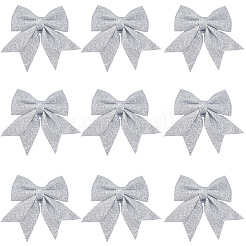 グリッターフォームの蝶結び飾りアクセサリー10個  パーティーのクリスマスツリーの飾りに  銀  140x163x17mm&nbsp;FIND-GF0008-55C