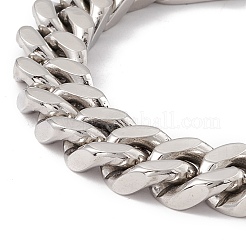 変色しない304ステンレススチールカーブチェーンブレスレット女性用  ステンレス鋼色  8-1/2インチ（21.5cm）&nbsp;BJEW-E107-03P-01