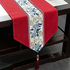 エスニックスタイルの刺繍菱形ポリエステルリボン  洋服アクセサリー  暗赤色  3/4インチ（18mm）&nbsp;OCOR-WH0078-237-1