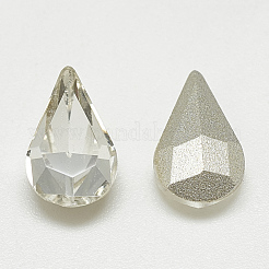 ポイントガラスラインストーンカボション  バックメッキ  多面カット  ティアドロップ  クリスタル  10x6x3mm&nbsp;RGLA-T082-6x10mm-01