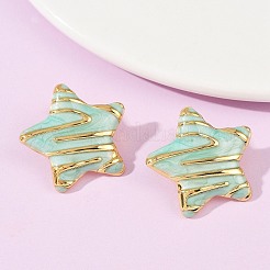 304ステンレススチール製エナメルスタースタッドピアス  18KGP本金メッキ  PVD真空メッキ  ミックスカラー  25x26mm&nbsp;STAS-D368-04G
