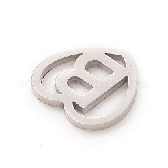 304ステンレススチール中空カボション  イニシャル付きの心  文字L  ステンレス鋼色  文字.b  11.5x12x1mm&nbsp;STAS-CJC0001-21B