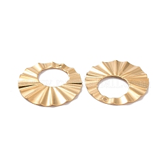 304ステンレスペンダント  ウェーブ リング チャーム  ゴールドカラー  32x1mm  穴：1.2mm&nbsp;X-STAS-A061-03G