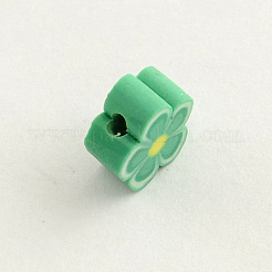 手作り樹脂粘土ビーズ  花  ミックスカラー  8~9x8x4mm  穴：2mm&nbsp;X-CLAY-Q177-M